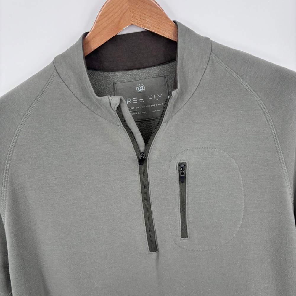 Free Fly 1/4 Zip Bamboo Fleece Pullover Mens XXL Green Performance Sweater
